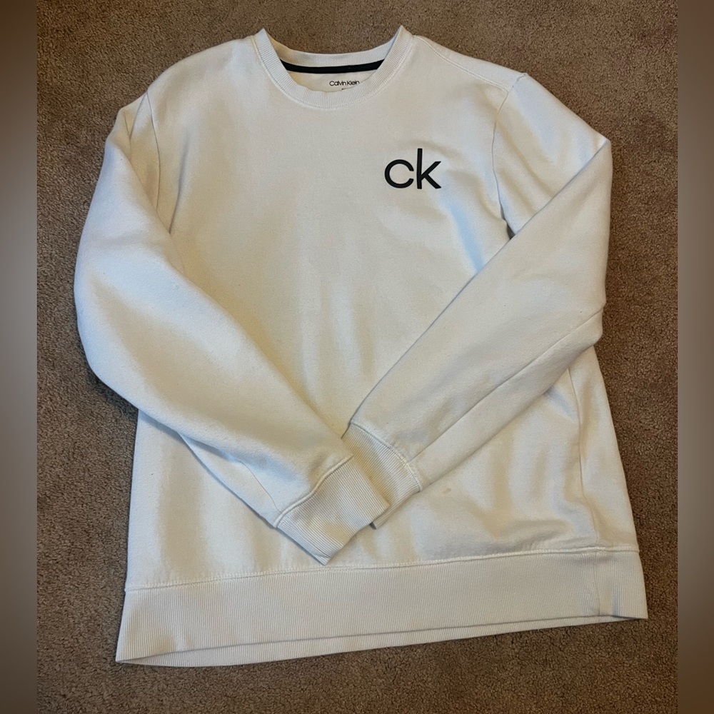 Calvin Klein White Crewneck Sweatshirt Pullover